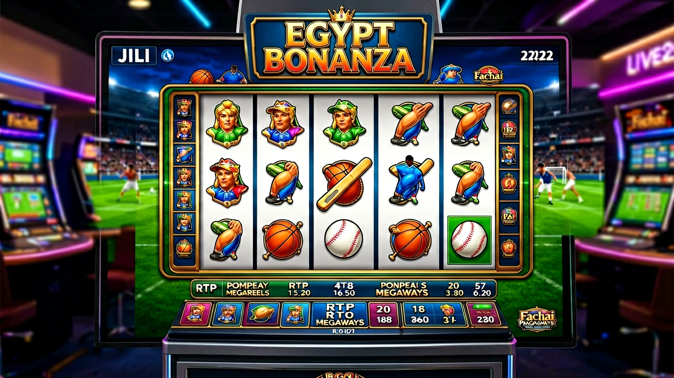 ကာစီနို slot machine screen ၏ reel grid, symbol များနှင့် RTP ကိန်းဂဏန်း အညွှန်းများကို တွေ့ရသည်