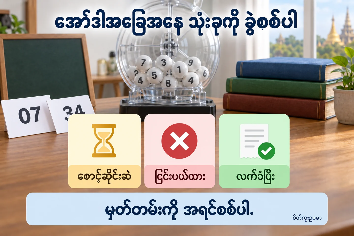 အော်ဒါထပ်မပေးမိအောင် status ခွဲစစ်နည်း ကို ရှင်းပြသော စိတ်ကူးဥပမာပုံ။