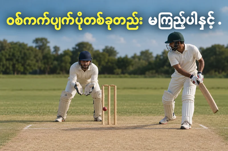 ခရစ်ကက် wicket keeper၊ striker နှင့် crease ကို သရုပ်ဖော်ထားပုံ